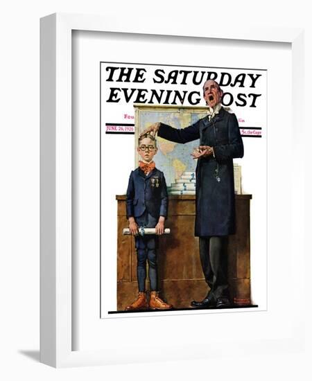 "Schoolmaster" or "First in his Class" Saturday Evening Post Cover, June 26,1926-Norman Rockwell-Framed Giclee Print