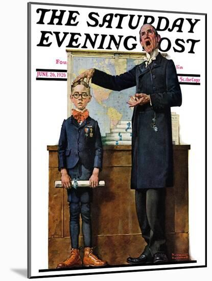 "Schoolmaster" or "First in his Class" Saturday Evening Post Cover, June 26,1926-Norman Rockwell-Mounted Giclee Print