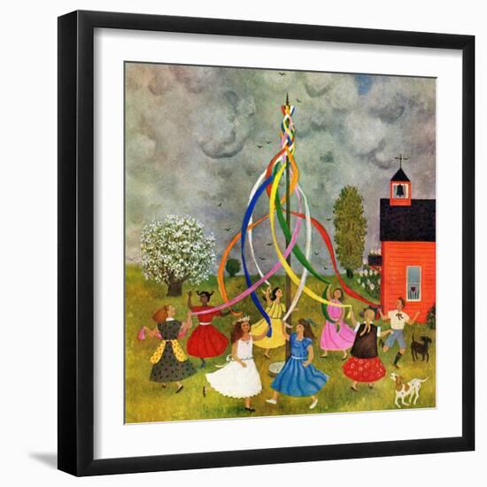 "Schoolyard Maypole Dance," May 4, 1946-Doris Lee-Framed Giclee Print