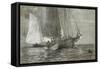 Schooner at Anchor, 1884 (Black & White Chalks on Grey-Green Laid Paper)-Winslow Homer-Framed Stretched Canvas