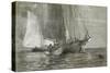 Schooner at Anchor, 1884 (Black & White Chalks on Grey-Green Laid Paper)-Winslow Homer-Stretched Canvas