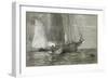 Schooner at Anchor, 1884 (Black & White Chalks on Grey-Green Laid Paper)-Winslow Homer-Framed Giclee Print