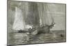 Schooner at Anchor, 1884 (Black & White Chalks on Grey-Green Laid Paper)-Winslow Homer-Mounted Giclee Print