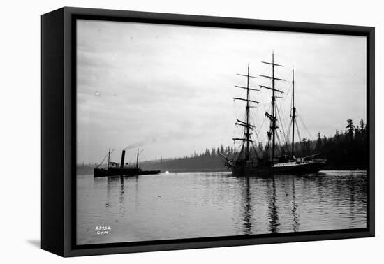 Schooner in Bay, Circa 1912-Asahel Curtis-Framed Stretched Canvas