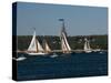 Schooner Leaving Harbor For a Race, Gloucester Schooner Festival, Gloucester, Cape Ann, MA-null-Stretched Canvas