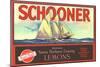 Schooner Lemon Label-null-Mounted Art Print