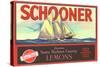 Schooner Lemon Label-null-Stretched Canvas