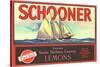 Schooner Lemon Label-null-Stretched Canvas