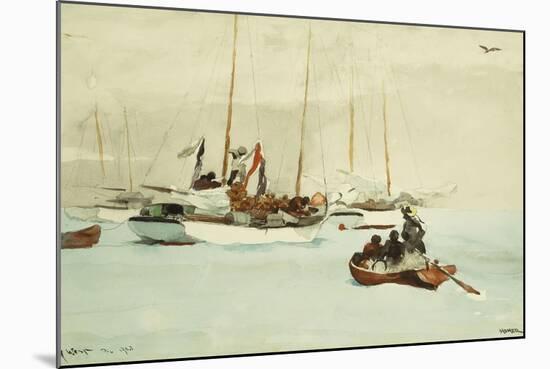 Schooners at Anchor, Key West-Winslow Homer-Mounted Giclee Print