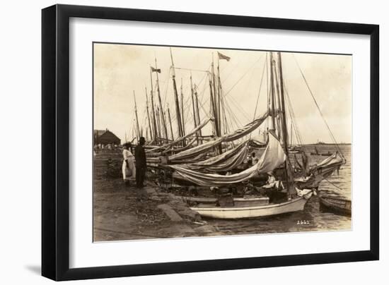 Schooners Docked on the Nassau Waterfront, Bahamas, 1922-null-Framed Photographic Print