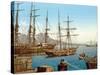 Schooners in Bay of Naples with Vesuvius in Background, Pub. C.1900-null-Stretched Canvas