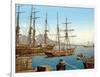 Schooners in Bay of Naples with Vesuvius in Background, Pub. C.1900-null-Framed Giclee Print