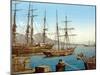 Schooners in Bay of Naples with Vesuvius in Background, Pub. C.1900-null-Mounted Giclee Print