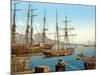 Schooners in Bay of Naples with Vesuvius in Background, Pub. C.1900-null-Mounted Giclee Print