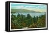 Schroon Lake, New York - Southern View of the Lake-Lantern Press-Framed Stretched Canvas