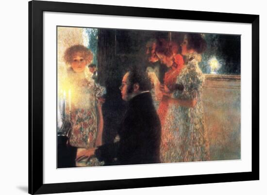 Schubert At The Piano-Gustav Klimt-Framed Art Print