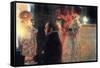 Schubert At The Piano-Gustav Klimt-Framed Stretched Canvas