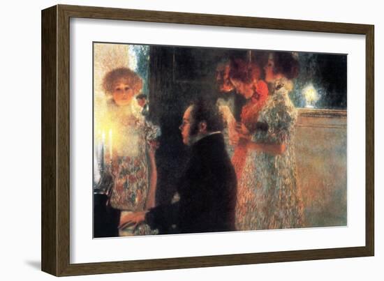 Schubert At The Piano-Gustav Klimt-Framed Art Print