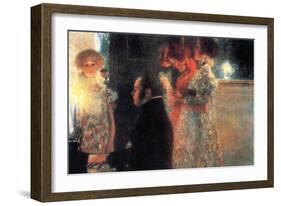 Schubert At The Piano-Gustav Klimt-Framed Art Print