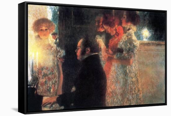 Schubert At The Piano-Gustav Klimt-Framed Stretched Canvas