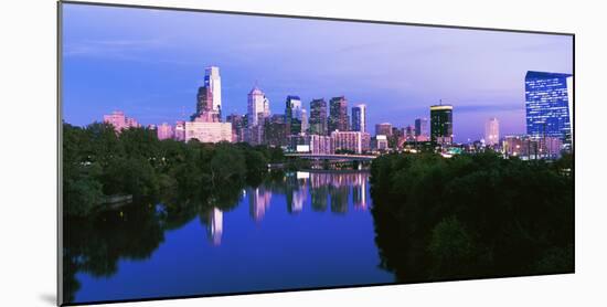 Schuylkill River with skyscrapers in the background, Philadelphia, Pennsylvania, USA-null-Mounted Photographic Print