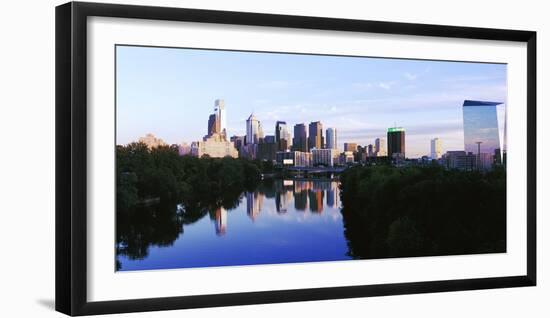Schuylkill River with skyscrapers in the background, Philadelphia, Pennsylvania, USA-null-Framed Photographic Print