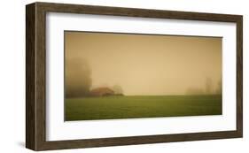 Schwartz - Red Barn in the Fog-Don Schwartz-Framed Art Print