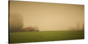 Schwartz - Red Barn in the Fog-Don Schwartz-Stretched Canvas