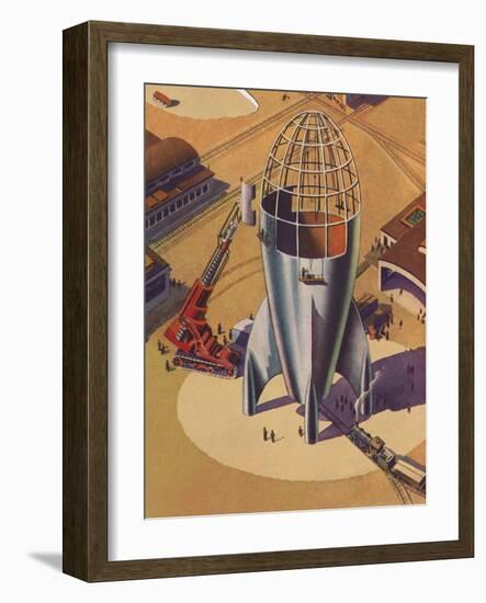 Sci Fi - Building Rocket Ship, 1948-null-Framed Giclee Print