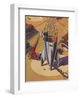 Sci Fi - Building Rocket Ship, 1948-null-Framed Giclee Print