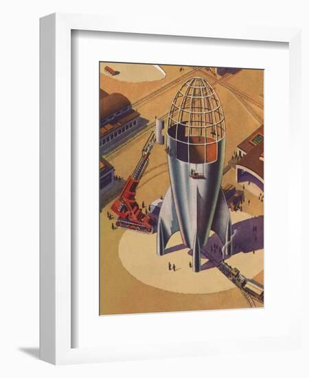 Sci Fi - Building Rocket Ship, 1948-null-Framed Giclee Print