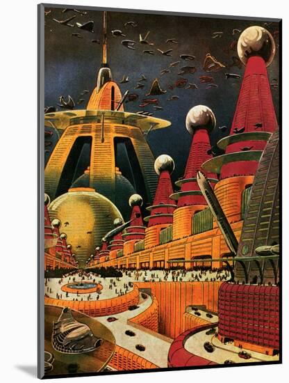 Sci Fi - Future Atomic City, 1942-Frank R. Paul-Mounted Premium Giclee Print