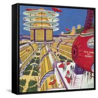 Sci Fi - Futuristic City, 1934-Frank R. Paul-Framed Stretched Canvas