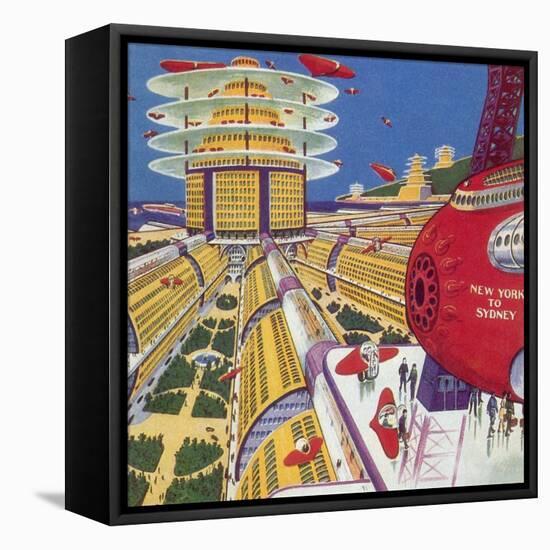 Sci Fi - Futuristic City, 1934-Frank R. Paul-Framed Stretched Canvas