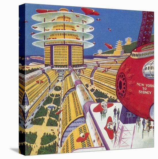 Sci Fi - Futuristic City, 1934-Frank R. Paul-Stretched Canvas