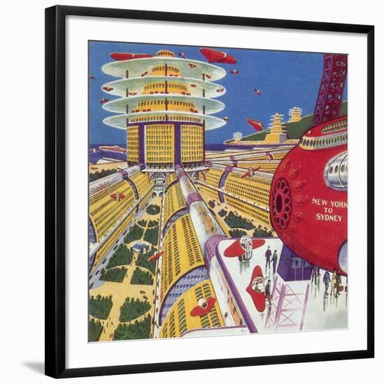 Sci Fi - Futuristic City, 1934-Frank R. Paul-Framed Giclee Print