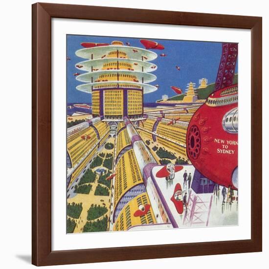 Sci Fi - Futuristic City, 1934-Frank R. Paul-Framed Giclee Print