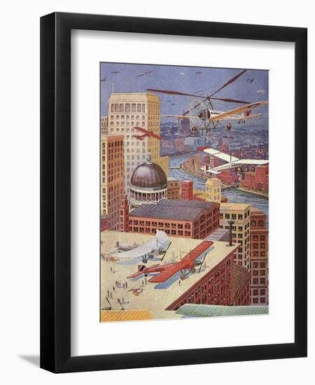 Sci Fi - Futuristic City Scene, 1931-null-Framed Giclee Print