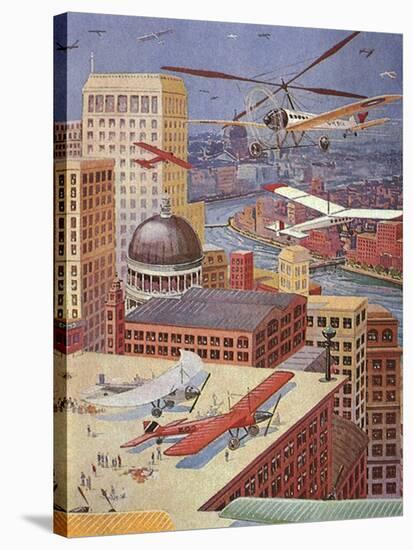 Sci Fi - Futuristic City Scene, 1931-null-Stretched Canvas