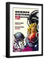 Science Fiction Quarterly: Robot Attack-null-Framed Art Print