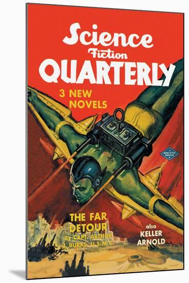 Science Fiction Quarterly: Rocket Man Attacks-null-Mounted Art Print