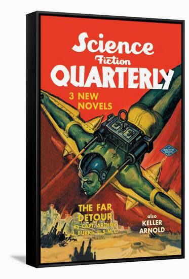 Science Fiction Quarterly: Rocket Man Attacks-null-Framed Stretched Canvas