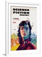 Science Fiction Quarterly: Woman with Forehead Transmitter-null-Framed Art Print