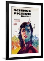 Science Fiction Quarterly: Woman with Forehead Transmitter-null-Framed Art Print