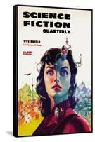 Science Fiction Quarterly: Woman with Forehead Transmitter-null-Framed Stretched Canvas