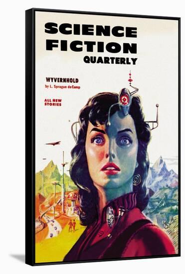 Science Fiction Quarterly: Woman with Forehead Transmitter-null-Framed Stretched Canvas