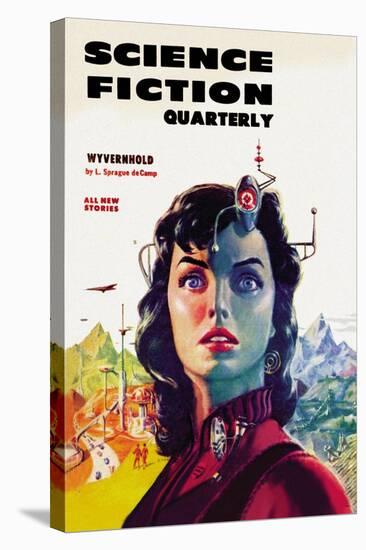 Science Fiction Quarterly: Woman with Forehead Transmitter-null-Stretched Canvas