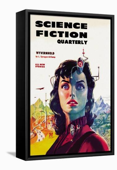 Science Fiction Quarterly: Woman with Forehead Transmitter-null-Framed Stretched Canvas