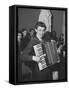 Science Student Playing the Accordian-Ed Clark-Framed Stretched Canvas
