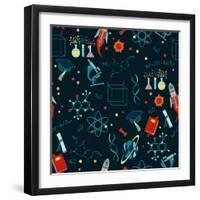 Science Stuff Vector Seamless Pattern.-Anastasia Mazeina-Framed Art Print